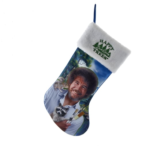 Artist Bob Ross "Happy Trees" Stocking With White Cuff, 18"
