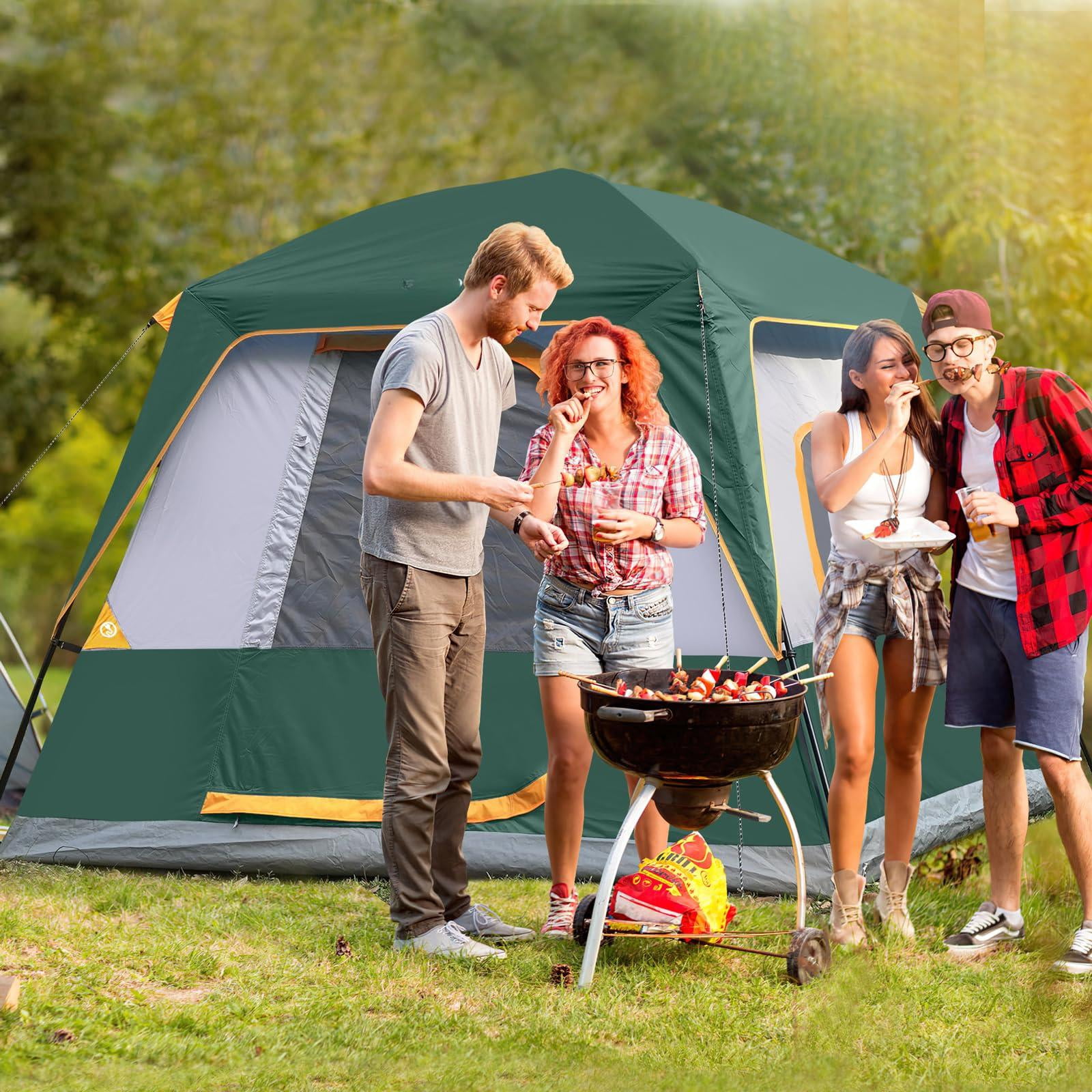 2/4/6/8 Person Tent  Portable Cabin Camping 4-person Easy Set Up Waterproof With Top Rainfly For Outdoor Camping/hiking