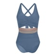 thumbnail image 2 of Xuyuer One Piece Swimsuit for Women Criss Cross Tummy Control V Neck Bathing Suit Color Block High Waisted Cutout Swimwear Beach, 2 of 5