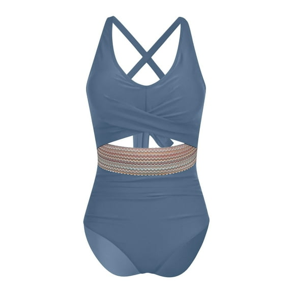 Enjoytime Womens Swimsuits Tummy Control Hign Waisted Cut Out Tie Knot Swimwear one Piece Color Block Swimsuits Monokini Bathing Suit for Women