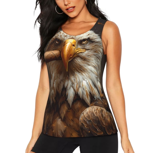 Balery Funny Bald Eagle Camiseta sin mangas estampada ligera para mujer, tops de entrenamiento sin mangas, camisetas de yoga transpirables de secado rápido.-X-Large