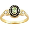 Order Now for 2025 Graduation, Freestyle Women's 18K Gold over Sterling Classic Oval Stone & CZ Heart Class Ring, Personalized, High School or College