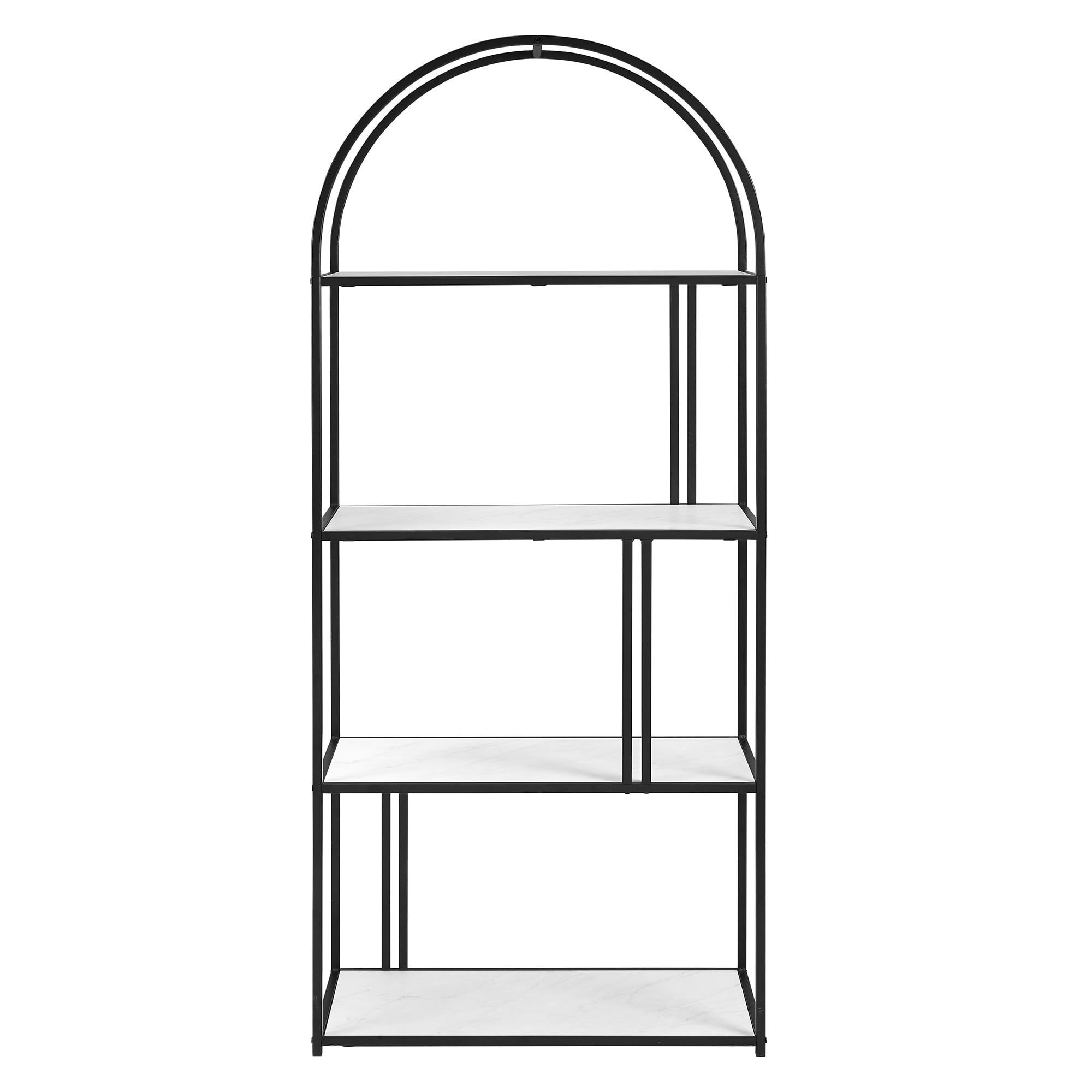 Manor Park Modern Arch Open Bookcase, White Faux Marble