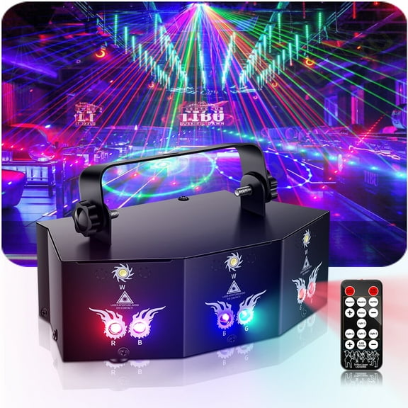 Party Lights,9 Lens DJ Disco Lights,RGB LED Stage Lighting with Sound Activation and Remote Control for Birthday Wedding Karaoke Bar