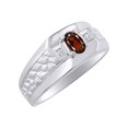 thumbnail image 4 of RYLOS Men's Rings 14K White Gold Classic Nugget 6X4MM Oval Gemstone & Diamond Ring Garnet January Birthstone Rings Size 8, 4 of 7