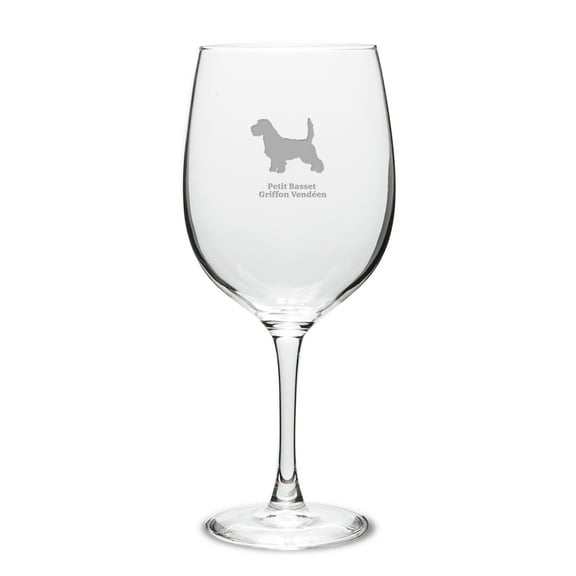 Petit Basset Griffon Vendeen Deep Etched 19 oz Classic Red Wine Glass