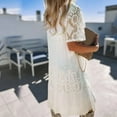 thumbnail image 4 of adviicd Robes d'Affaires pour Femmes Robe d'Été à Manches Courtes Col en V à Nouer dans le Dos Imprimé Boho Tribal Blanc,m, 4 of 5