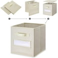 thumbnail image 4 of 13x13 Inch Cube Storage Bins(Set of 8)-Basket Bins with 8 Labels Window Cards & a Pen - Collapsible Storage Organizer Boxes Cube For Nursery Home & Office-Beige, 4 of 11