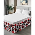 thumbnail image 4 of Abstract Seamless Stitching Bed Skirt Queen Size 16 Inch Drop, Red Black Striped Design Wrap Around Dust Ruffle Bedskirts, Wrinkle & Fade Resistant Easy Fit Bedskirt with Adjustable Elastic, 4 of 8