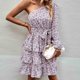 thumbnail image 2 of Vestido a media pierna de manga larga con cuello medio abierto y hombros inclinados para mujer Pompotops hdfakjf8994, 2 of 5