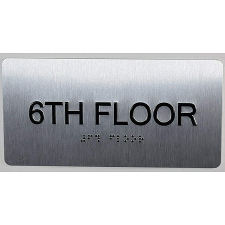 

6th Floor Sign- Floor Number Tactile Touch Braille Sign (Aluminium !! Brush Silver Size 4x8)- The Sensation line(ref-2022-4)