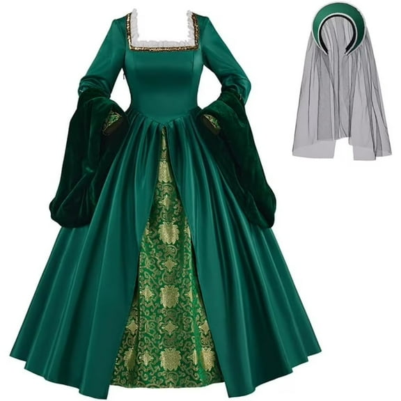 Women’s Anne Boleyn Tudor Queen Renaissance Elizabethan Style Ball Gown Dress Set