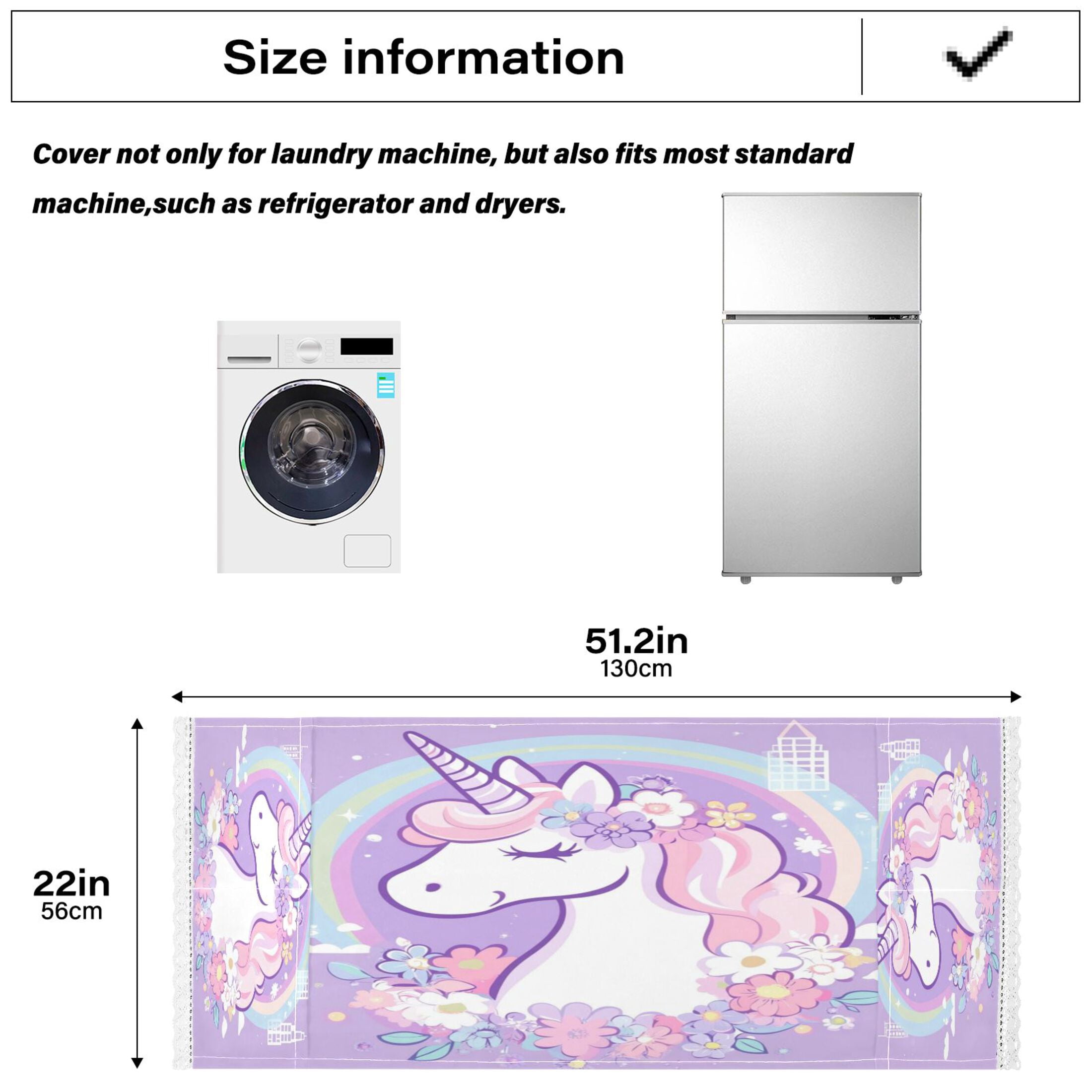 WOBOGO Cute Unicorn Purple Pattern Washing Machine Cloth Dryer Refrigerator Top Cover Protective Non-Slip Mat For Kitchen Laundry