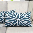 thumbnail image 5 of Spring Teal Dahlia Flowers Throw Pillow Cover 12x20 Inch Pack of 2 Turquoise Blue White Floral Lumbar Cushion Pillow Case Square Cotton Summer Outdoor Modern Pillowcase for Party Bed Sofa Home Bedroom, 5 of 6