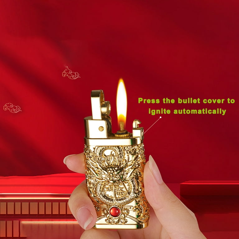 decorative cigarette lighters Sevenlots Vintage Trench Carving Dragon Lighters Creative Brass Cigarette Petrol Kerosene Lighter for Collection Decorative Gift, 1 Pack,Golden decorative cigarette lighters Sevenlots Vintage Trench Carving Dragon Lighters Creative Brass Cigarette Petrol Kerosene Lighter for Collection Decorative Gift, 1 Pack,Golden