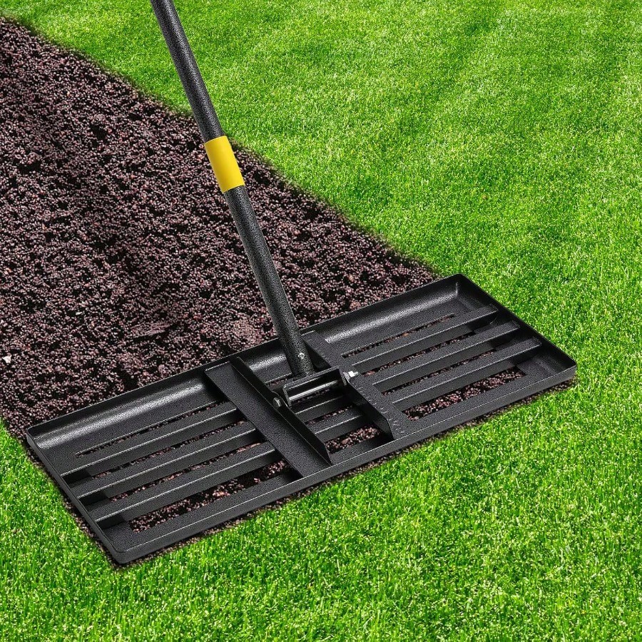 Lawn Leveling Rake 6 FT Ground Lawn Leveler with 30 x 10 Wide Large Rakes Head for Smooth Garss Soil Dirt Sand High Effect Yard Leveling Tool with Round Edge forGarden Golf Course No Flip
