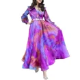 thumbnail image 5 of Plus Size High-end Dress Classic Large-volume Double-layer Ruffle High-waisted Fairy Women's Skirt Oil-color Elegant Neckline, 5 of 5