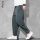 thumbnail image 4 of Pantalones de lino informales holgados para hombre, pantalón harén de pierna recta, Vintage, de lino y algodón, pie pequeño, primavera y verano, 4 of 5