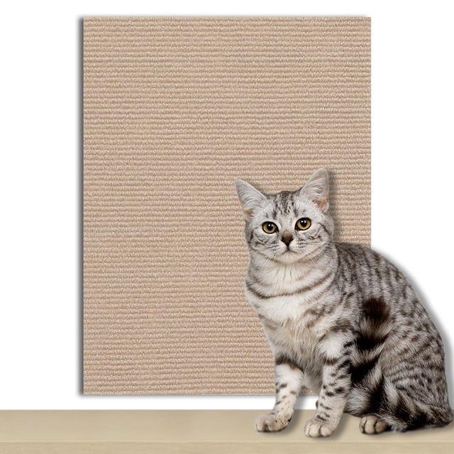Nvzi Alfombrilla rascadora para gatos, multifuncional, recortable y autoadhesiva, apta para escaleras, sofás y muebles, color caqui, 199 x 40 cm (78,74 x 15,75 pulgadas), 1 unidad.
