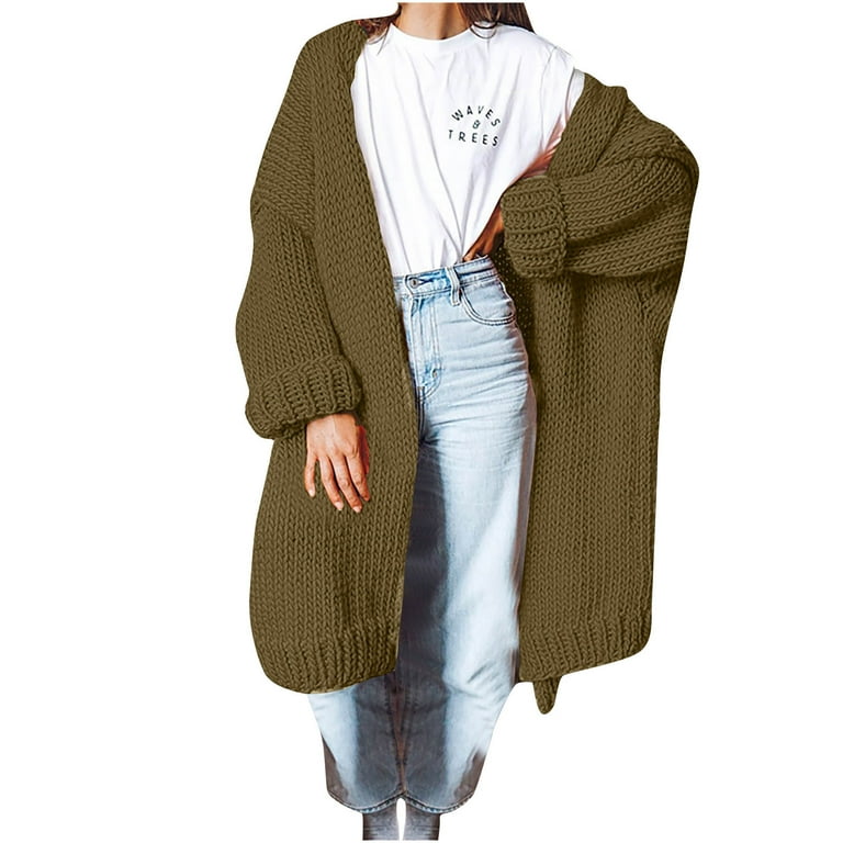 Olive green chunky cardigan online