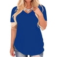 thumbnail image 4 of Sonducket Camiseta de mujer con cuello en V Blusa casual Color sólido Color sólido Manga corta Top Prendas para la parte del cuerpo Azul XL Sonducket AP003157-36, 4 of 6
