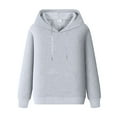 thumbnail image 5 of Men's Fall And Winter Casual Hoodies Solid Color Long Sleeve Drawstring No Pockets Fashion Comfortable Sweatshirt For Daily Wear,Grey,Xxxl, 5 of 5