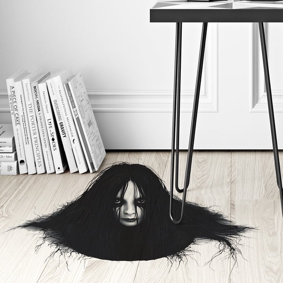 Halloween Ghost Head Floor Sticker, Scary Female Ghost PVC Floor Decal, Peel and Stick Horror Decoration for Bedroom Living Room Haunted House Party