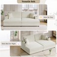 thumbnail image 3 of Harper & Bright Designs Oversized Loveseat Sofa Chaise Lounge Extra Deep Seat Corduroy Sleeper Sofa for 2 People with USB Ports & Cup Holders for Living Room, Beige, 3 of 15