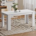 thumbnail image 2 of HOMCOM 63" Modern Dining Table for 4-6 People with Wood Effect, White, 2 of 10