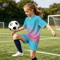 thumbnail image 5 of Atogsazn Kids Boys Football Training Set Childrens Athletic Jogger Outfit Short Sleeve Tee & Shorts Running Suit Summer Green 13-14 Years Fashion, 5 of 9