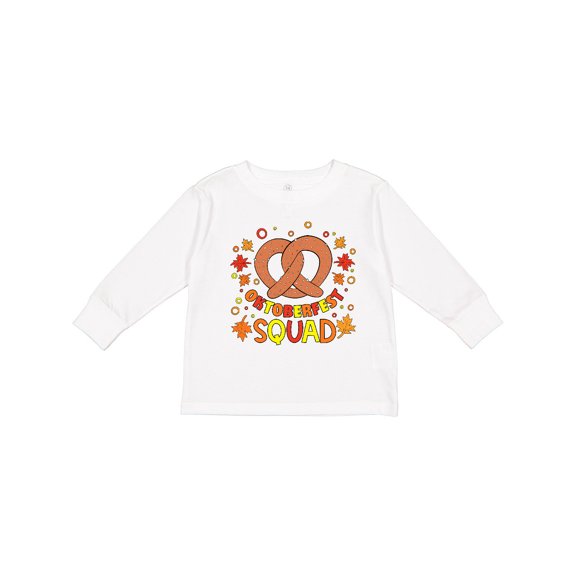 Inktastic Oktoberfest Squad Fall Leaves Pretzel Boys or Girls Long Sleeve Toddler T-Shirt