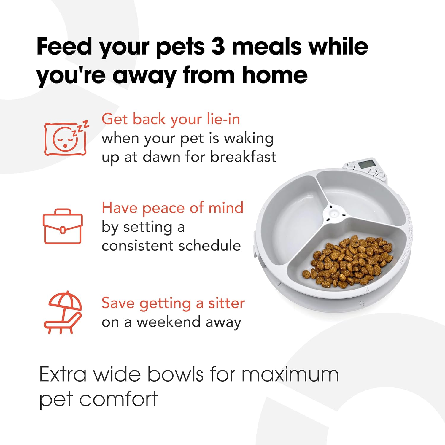 C300 Automatic 3 Meal Pet Feeder with Digital Timer for Cats and Small Dogs