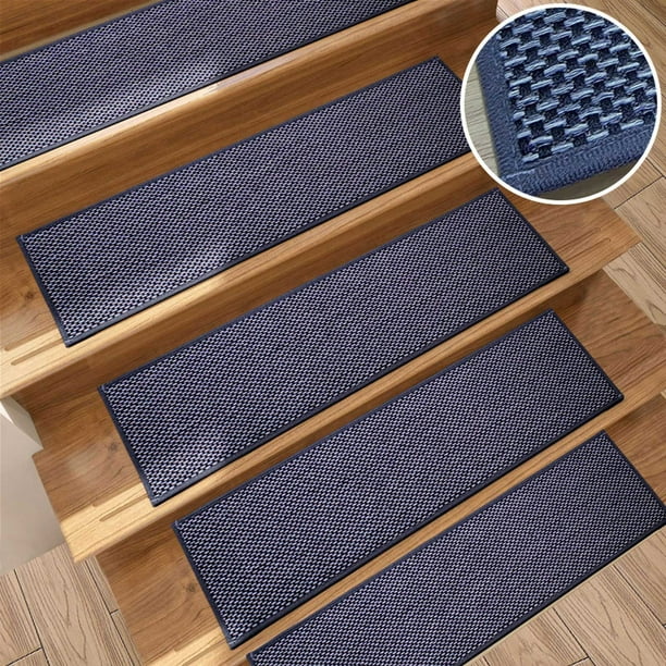RKSTN bathroom rugs Imitation Linen Needle Stair Mat8x30cm Non-Slip Carpet Stair Treads Non-Slippery Rug Slip Resistive Indoor Runner For Kids Elders And Pet With Reusable Adhesive