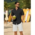 thumbnail image 4 of COOFANDY Men' Cotton Shirts Short Sleeve Casual Button Down Shirts Summer Beach Wedding Shirts, 4 of 6