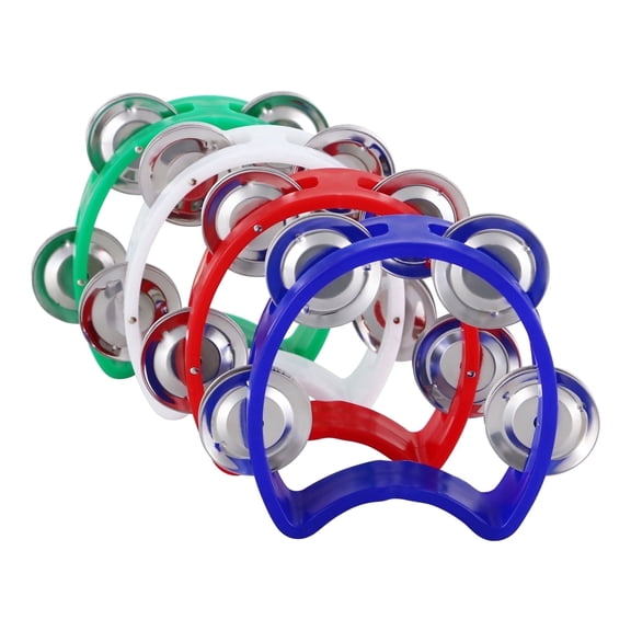 EASTROCK 4 Pcs Tambourine Plastic Mini Tambourines with 4 Bells for Party/Celebrations/Competitions/Cheering/Music Classes