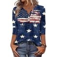 thumbnail image 5 of 4th of July Shirts for Women Plus Size 3/4 Sleeve Tshirts Casual American Flag Print Pullover Independence Day Patriotic Tops USA 250th Anniversary Celebration Party V Neck Blouses White L, 5 of 6