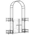 thumbnail image 2 of Outsunny 7' Metal Garden Arbor, Garden Arch with Gate, Scrollwork Hearts, Latching Doors, Planter Boxes for Climbing Vines, Ceremony, Weddings, Black, 2 of 9