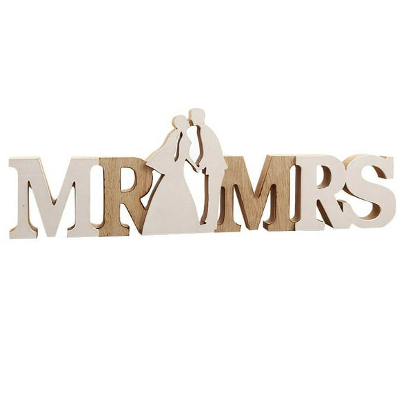 Wooden Mr and Mrs Signs for Wedding Table Decoration, Wedding Present for Party Table Photo Props Dinner Decoration,1 x Small Wooden Mr and Mrs Signs,As Shown