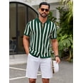 thumbnail image 4 of COOFANDY Men's Knit Shirts Short Sleeve Button Down Polo Shirt Striped Casual Summer Beach Shirts, 4 of 6