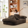 thumbnail image 2 of Tmsan 74.8" Convertible Sofa Bed,Corduroy Floor Sofas with Comfy Blanket and 2 Soft Pillows, 2-in-1 Fabric Loveseat Couch with Deep Seat, Curved Sleeper Couches for Living Room,Bedroom,Brown, 2 of 7