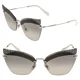 thumbnail image 1 of MIU MIU 56T NOIR MU56TS Silver Mirrored Black Crystal Pave Rimless Sunglasses, 1 of 6