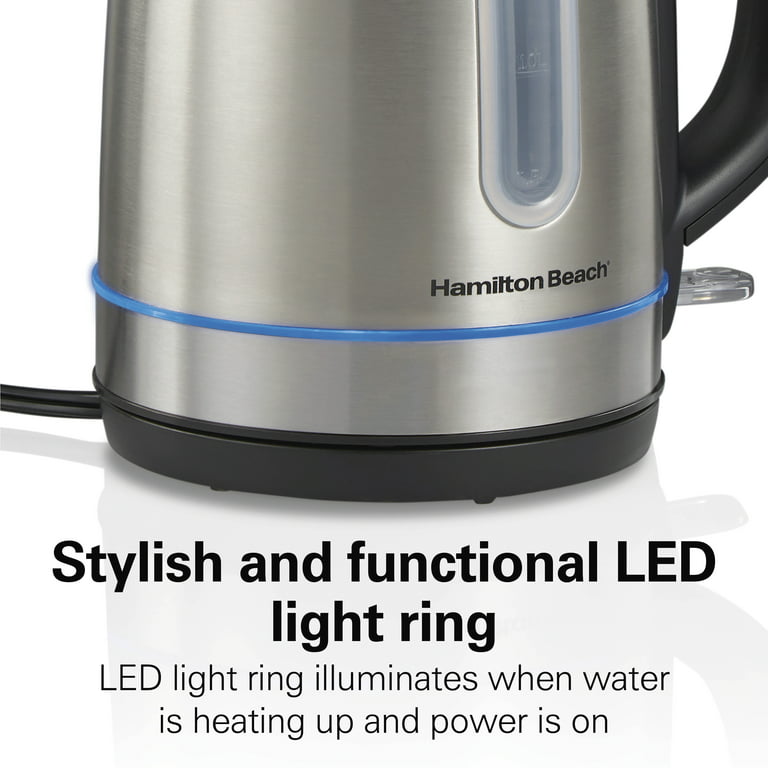 Stainless Steel Electric Hot Water Kettle with Visible Window- 1.7 Liter,  Silver, 1 unit - Foods Co.