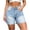 Light Blue, variant on Miqool Women's High Waist Ripped Stretchy Jeans Shorts Frayed Hem Casual Denim Shorts