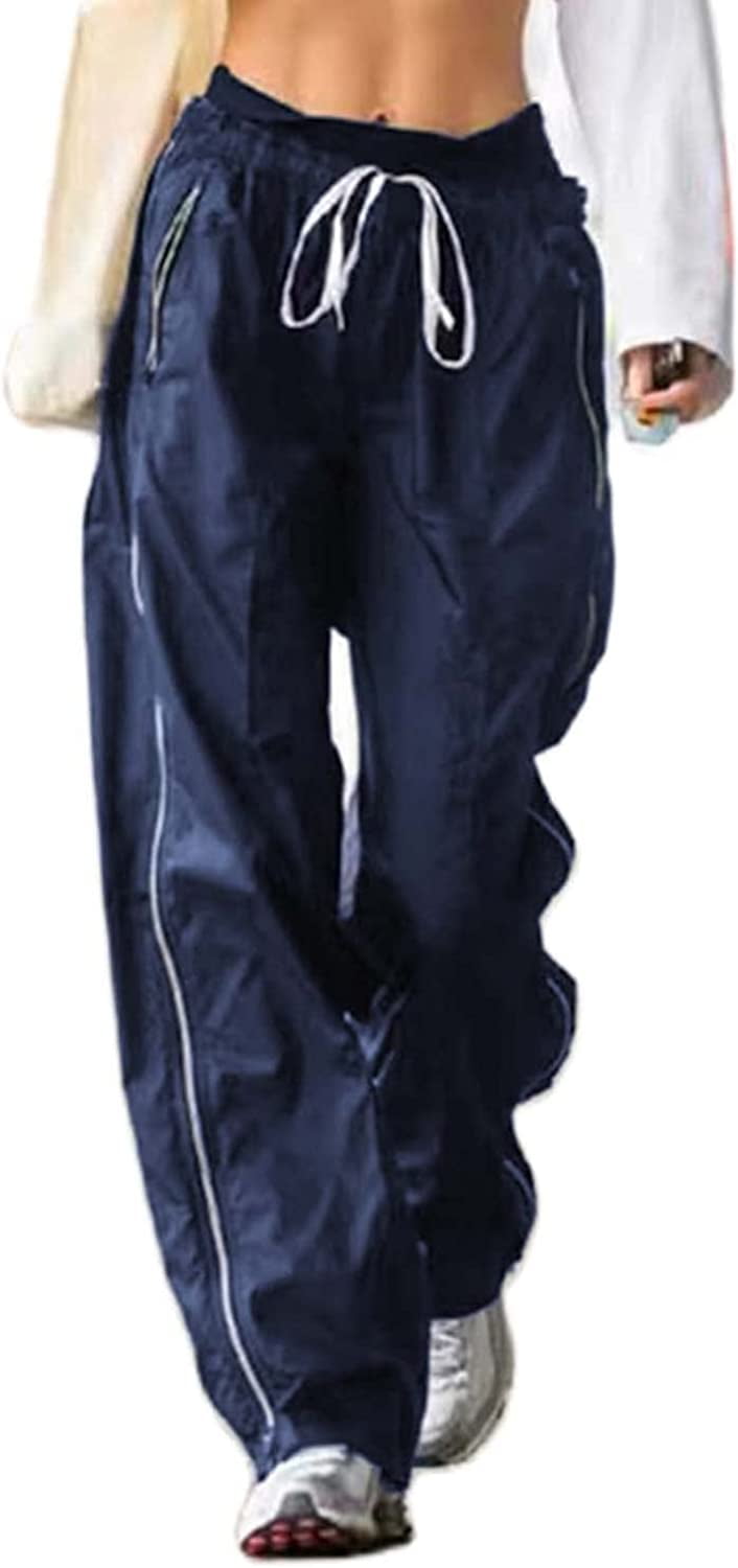 DanceeMangoos Womens Parachute Track Pants Y2k Clothing Drawstring Low
