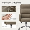 thumbnail image 4 of COLAMY Cocoon Modern Executive High Back Home Office Chair, Upholstered Desk Chair with Wheels, Vanity Chair with Head and Lumbar Support, Armrest (Camel), 4 of 12