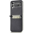 thumbnail image 4 of for Samsung Galaxy Z Flip 3 Phone Case with Card Holder, PC Hard Shockproof Back Cover Slim Durable Protective PU Leather Phone Case Cover for Samsung Galaxy Z Flip 3 5G PZ Black, 4 of 14