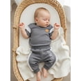 thumbnail image 6 of BemeyourBBs Newborn Baby Boys Spring Summer Fall Clothes Infant Baby Boy Mama's Boy Outfits Waffle Patchwork Bear Embroidered Short Sleeve Rompers Long Pants 2Pcs Clothes Set, 6 of 9