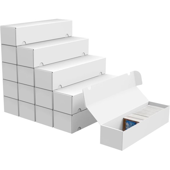 15-Pack 1100 Count, White Corrugated Cardboard Bulk Trading Card Storage Box, for TCG/Magic/Sport Cards