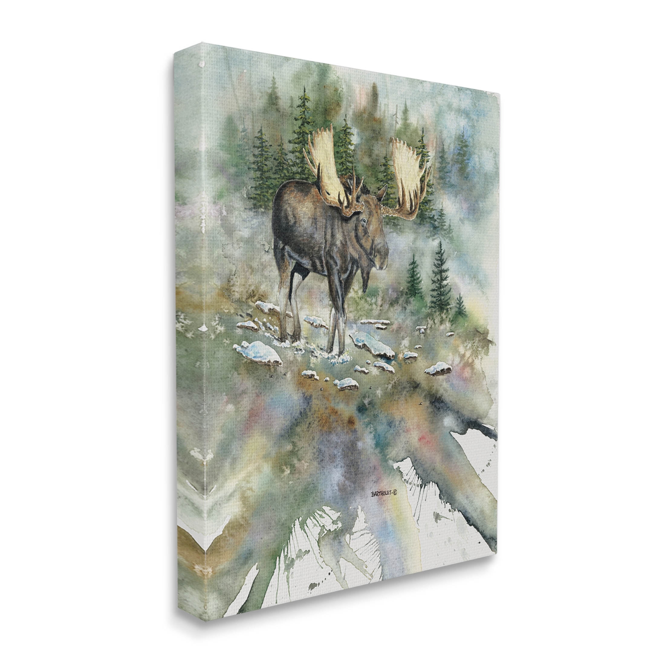 Moose Stepping Nature Wildlife Animals & Insects Graphic Art Gallery Wrapped Canvas Print Wall Art