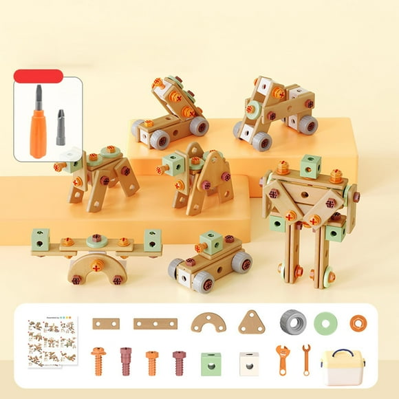 Ftwytp Pretend Play Repair Tool Set, Educational DIY Assembly Toy, Plastic Parts Multiple Shapes, Develop Fine Motor Skills Imagination Logical Thinking, Parent-Child Interaction Building Toy